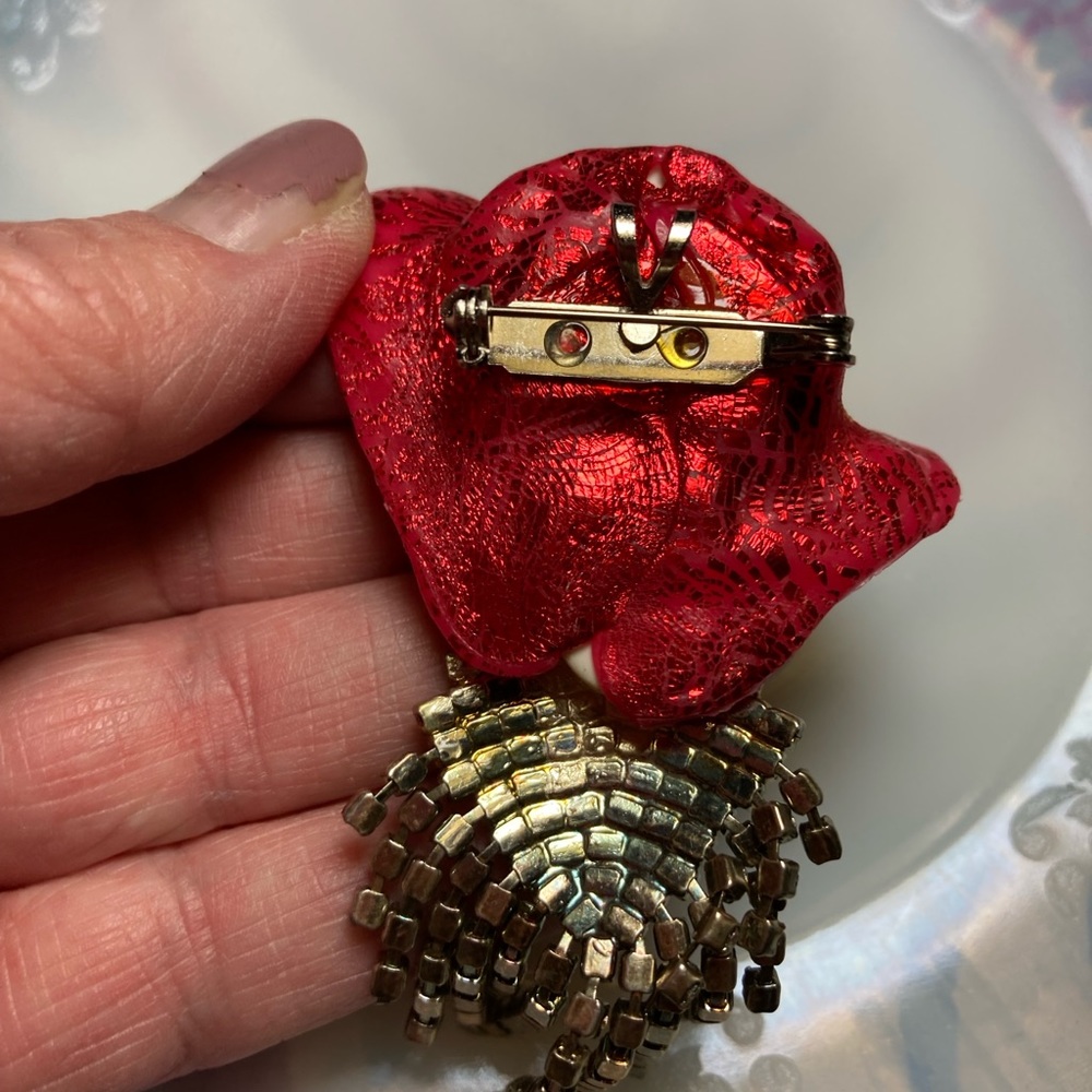 ALL FACETED CRYSTALS HAND PAINTED LADY Pendant Brooch Pin DÉCOLLETÉ OOAK - Picture 6 of 8